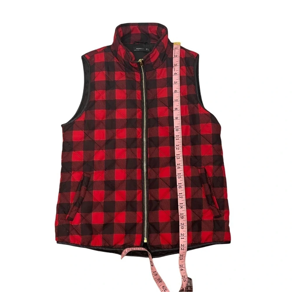 Mango Red & Black Buffalo Plaid Zip Up‎ Vest Women's Small